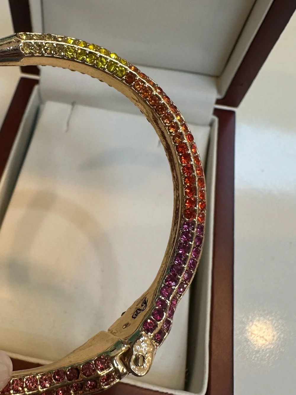 Betsy Johnson pave Gold-Tone Rainbow Crystal Pencil Bangle Bracelet
